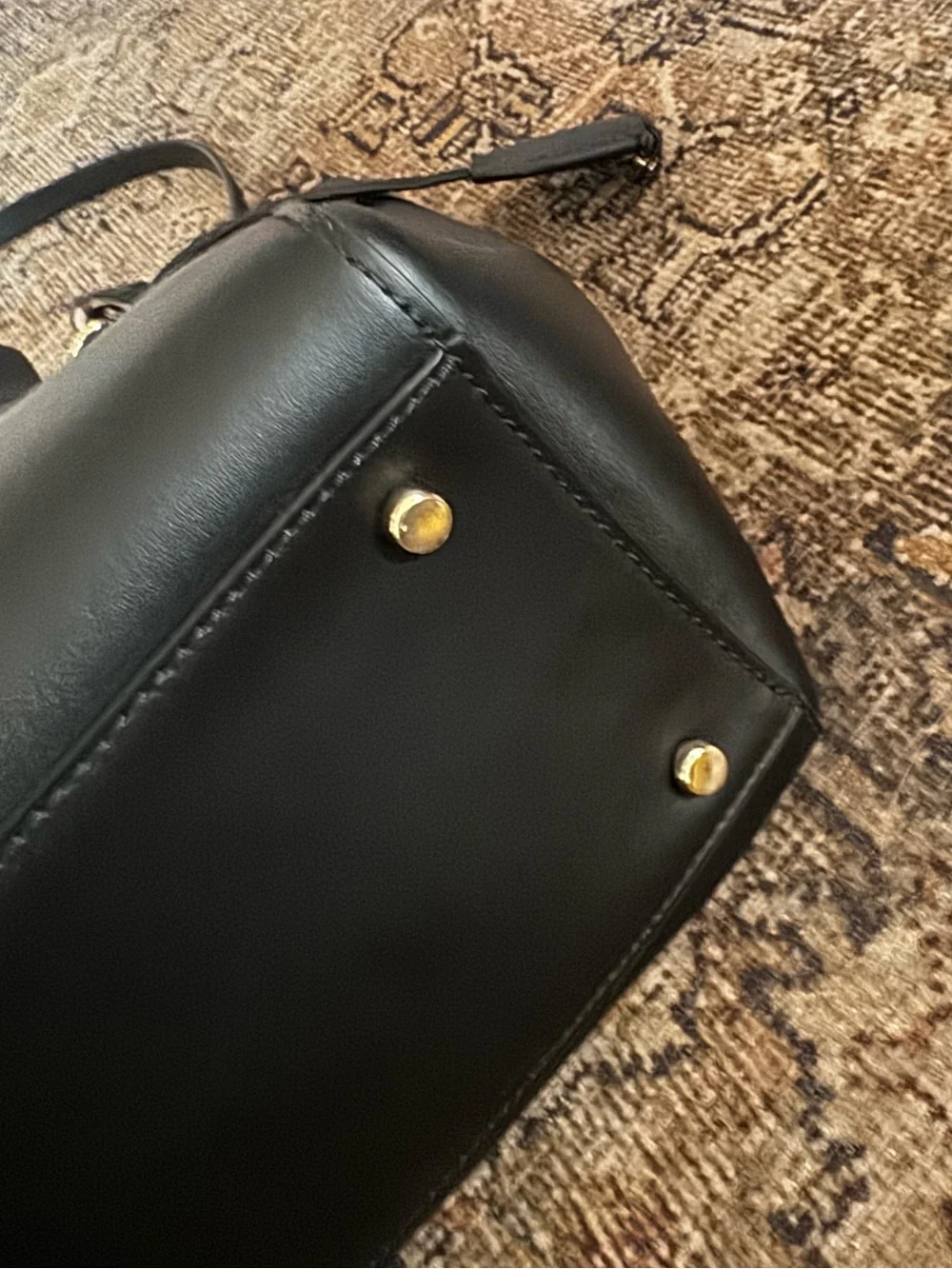 KATE SPADE NEW YORK Small Nelle Black Leather Structured Tote Work Bag